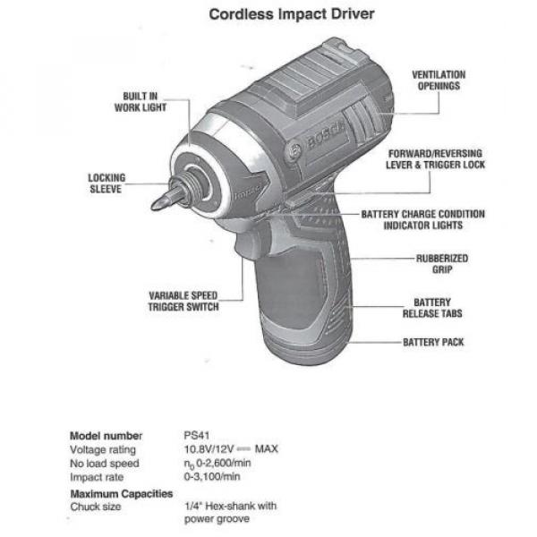 *NEW* Bosch 12V Lithium Ion PS41B 1/4&#034; Hex Cordless Impact Driver PS41 #3 image