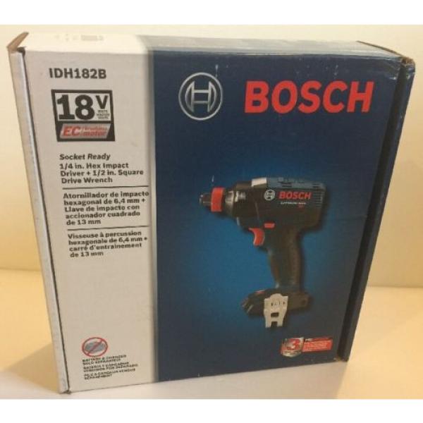 NEW BOSCH IDH182B 18V Socket Ready 1/4&#034; Hex Impact Driver + 1/2&#034; Drive Wrench #1 image