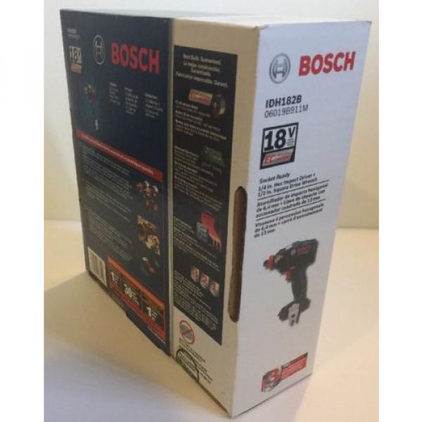 NEW BOSCH IDH182B 18V Socket Ready 1/4&#034; Hex Impact Driver + 1/2&#034; Drive Wrench #4 image