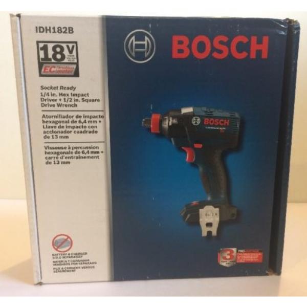 NEW BOSCH IDH182B 18V Socket Ready 1/4&#034; Hex Impact Driver + 1/2&#034; Drive Wrench #5 image