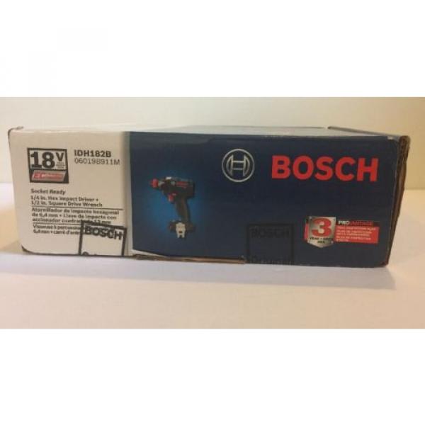NEW BOSCH IDH182B 18V Socket Ready 1/4&#034; Hex Impact Driver + 1/2&#034; Drive Wrench #7 image