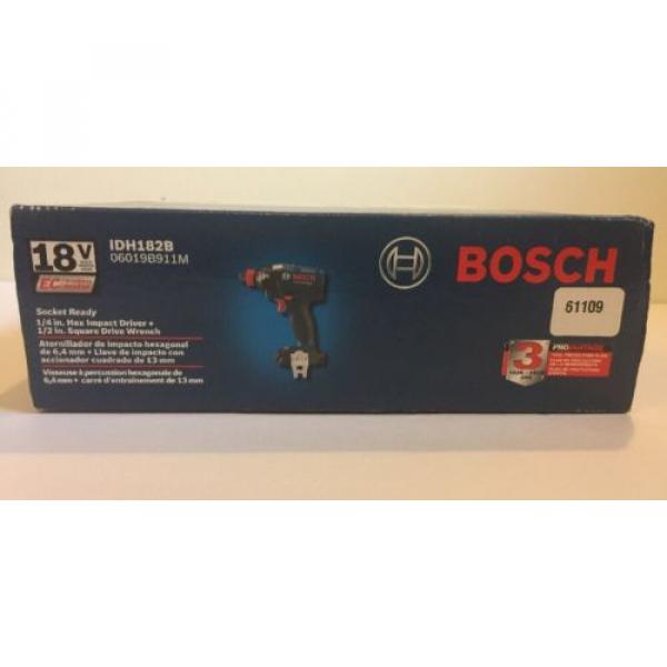 NEW BOSCH IDH182B 18V Socket Ready 1/4&#034; Hex Impact Driver + 1/2&#034; Drive Wrench #8 image