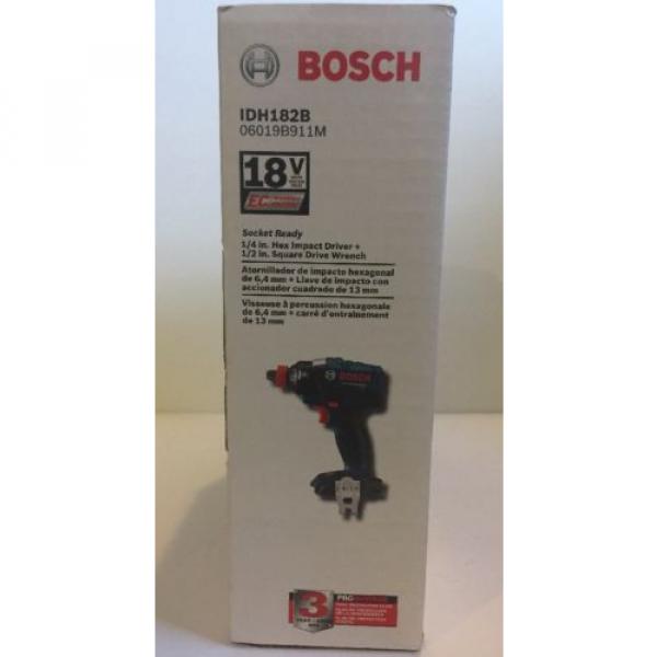 NEW BOSCH IDH182B 18V Socket Ready 1/4&#034; Hex Impact Driver + 1/2&#034; Drive Wrench #10 image