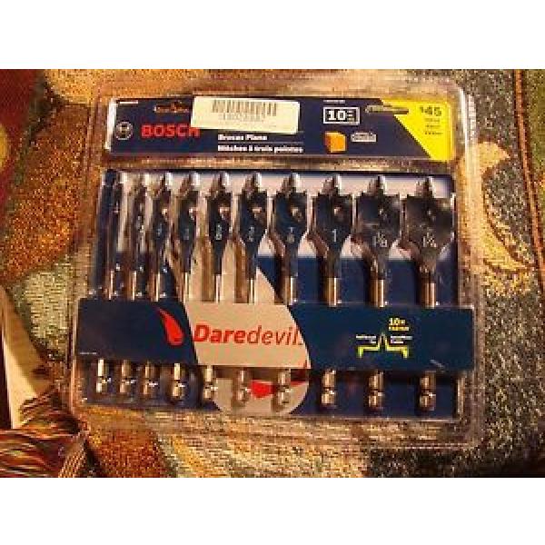 10-Pce Bosch Daredevil 6-Inch Wood Paddle Flat Drill Spade-Bit Threaded-Tip Set #1 image